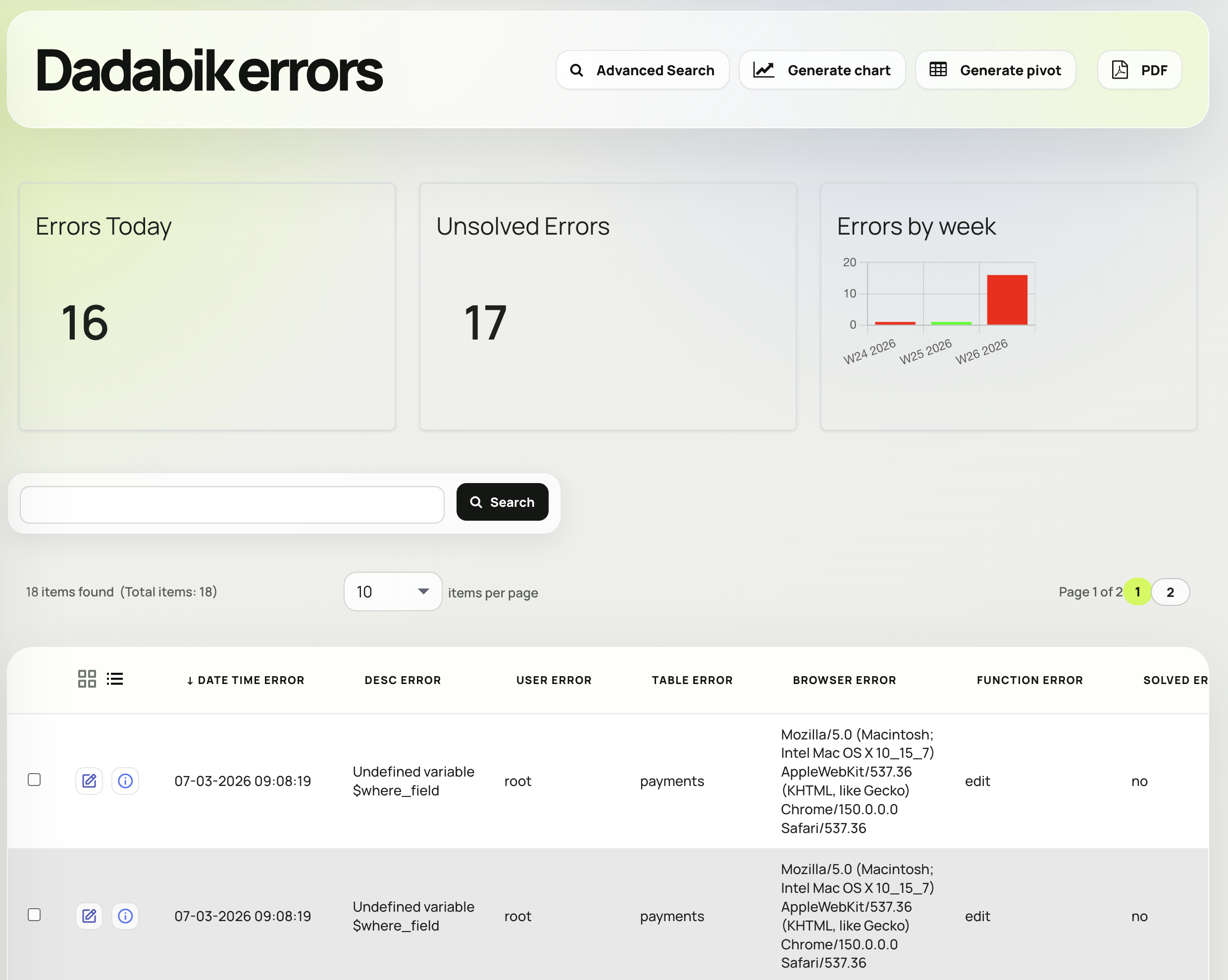 Error Console