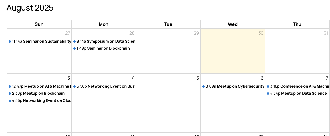 calendar feature screenshot